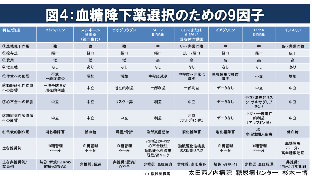 血糖降下薬選択のための9因子